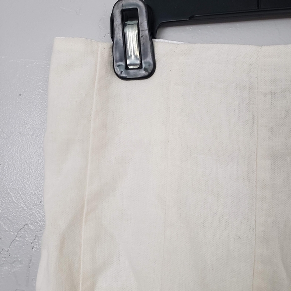 Maurices Women's 7/8 Ivory White Pleated Knee Length Skirt Linen Blend Lined - Picture 5 of 7